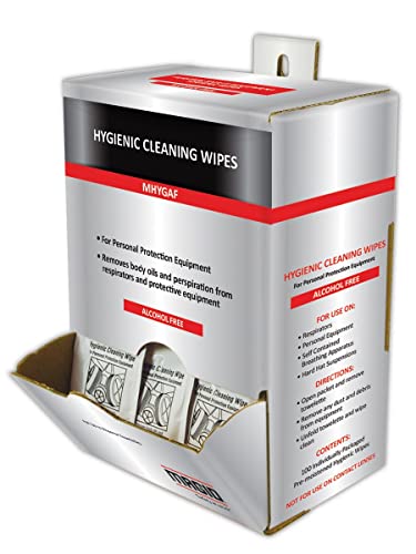 MAGID MMHYGAF Hygienic Wipes | Alcohol-Free Hygienic Wipes - For Use with Respirators, Removes Body Oils & Perspiration (Dispenser of 100 Wipes)