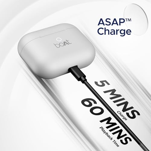 Image of Boat Airdopes Joy, 35Hrs Battery, Fast Charge, IWP Tech, Low Latency, 2Mic ENx, Type-C Port, v5.3 Bluetooth Earbuds, TWS Ear Buds Wireless Earphones with mic (Swedish White)