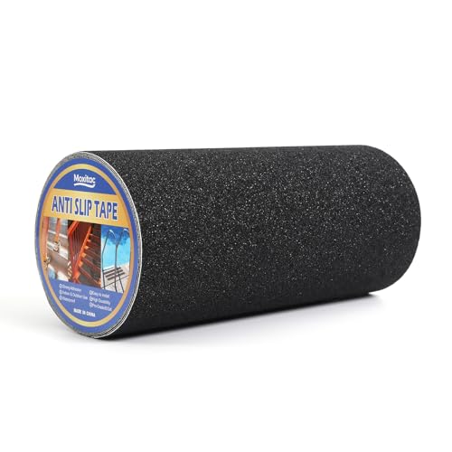 Image of 12 inch x 30Ft Heavy Duty Anti Slip Tape, 80 Grit Grip Tape, All Weather Abrasive Friction for Stairs, Skateboards, Indoor Outdoor, Garage Ramps, Home & Business - Black