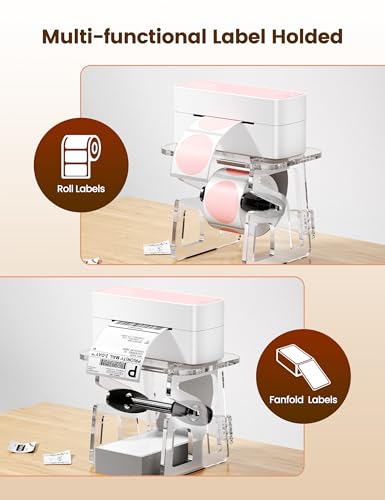 Image of Phomemo Bluetooth Thermal Label Printer, 241BT 4X6 Wireless Shipping Label Printer for Small Business, Pink Labels Printers with Label Holder