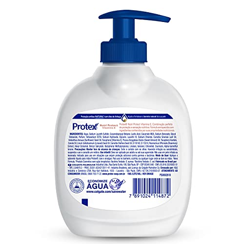 Sabonete Líquido Para As Mãos Protex Nutri Protect Vitamina E 250Ml