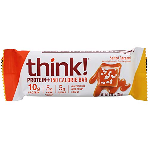Think! (Thinkthin) Protein+ 150 Calorie Bars - Salted Caramel, 10G Protein, 5G Sugar, No Artificial Sweeteners**, Gluten Free, Gmo Free*, 1.4 Oz Bar (10 Count - Packaging May Vary) #TOP3