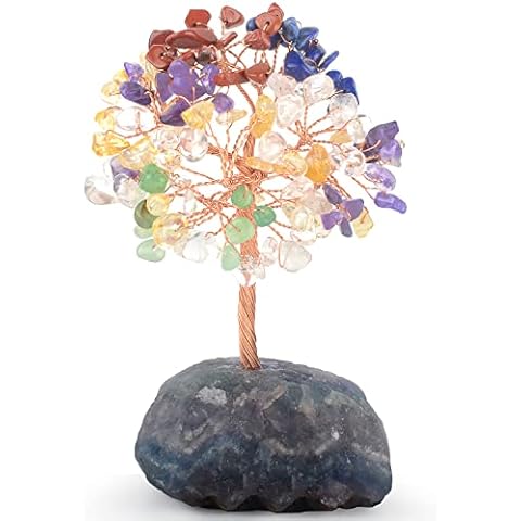 MASGEMES Healing Gemstone Natural Multi Stone Crystal Tree,Colorful Tree Fluorite Base Chakra Tree Bonsai Feng Shui Money Tree Home Decor for Wealth and Luck Cover