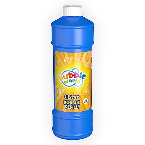 Bubble World - Recarga líquido para bolhas de sabão - Bolsas de sabão para crianças - Líquido pronto a usar para bolas e pompeiros - hipoalergénico - sem para-brisas - sem glúten - 1 L - Made in Italy