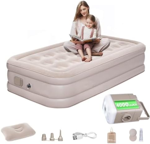 JOYFOX Colchão de Ar Inflável Solteiro 191x98x46cm, Bomba USB Rem...