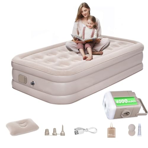 JOYFOX Colchão de Ar Inflável Solteiro 191x98x46cm, Bomba USB Removível, À Prova D'Água, Suporta 300kg, para Camping, Viagens e Casa
