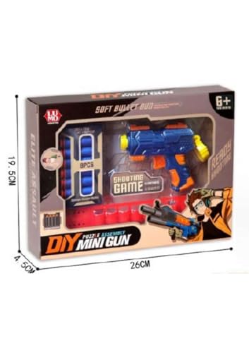 Image of Krishnova Soft Bullet Gun Toy with 8 Safe Soft Foam Bullets, Fun Target Shooting Battle Fight Game for Kids Boys (DIY Mini Gun)