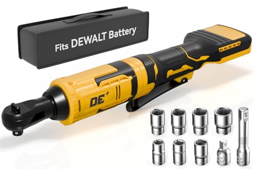 APEXPOWER 3/8 Inch Cordless Ratchet Wrench for DEWALT 20V Battery, 88Ft-Lbs, 0-400RPM, Electric Wrench Ratchet w/Variable Speed Trigger, Reinforced Head, R&F Switch, 7 Sockets,3/8' to 1/4' Adapter