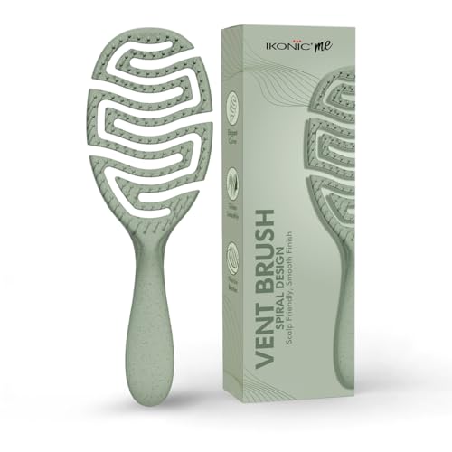 Image of IKONIC Me Spiral Vent Hair Brush IKM-2119 Eco Conscious, Open Vent Fast Dry Design, Anti Frizz Ion Bristles, Flexible Scalp Fit, Zero Breakage Detangling, Smooth Shiny Hair - Jade Green