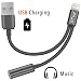 2 in 1 Lightning iPhone 7 Adapter, ATOOL Lightning to 3.5mm and USB Charger Audio Earphones Jack Cable [No Music Control] for iPhone 7 / 7 Plus - Black