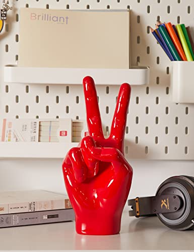 Nenbolec Hand Gesture Desk Statue Finger Sculpture Decor Home Gifts Arts Polyresin Figurine Red 11Inch #TOP6