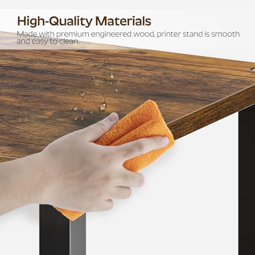 YATINEY Desktop Printer Stand, 2-Tier Printer Table with Non-Woven Drawer, Multi-Purpose Desk Organizer for Home Office, Under Desk Open Organizer Shelf, Rustic Brown PS01BR by YATINEY - Image 5