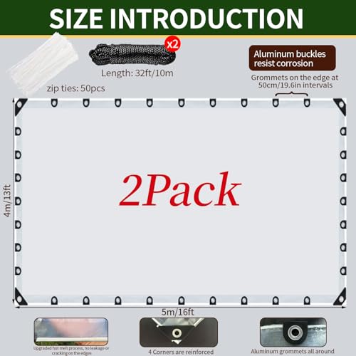 Clear Waterproof Tarp with Grommets, 13x16ft Upgraded Edge Heat Fused Tear Resistant Clear Heavy Duty Tarps for Patio Fencing, Rain, Wind, Cold, Chicken Coops,and More!（Windproof Rope and Tie-Downs） by ZERNBER - Image 2