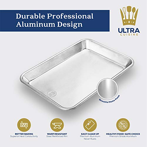 Professional Quarter Sheet Baking Pans - Aluminum Cookie Sheet Set Of 2 - Rimmed Baking Sheets For Baking And Roasting - Durable, Oven-Safe, Non-Toxic, Easy To Clean, Commercial Quality - 9X13-Inch #TOP2