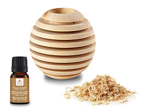 Pinus Cembra Aroma Duftbehälter Globe aus Zirbenholz mit Raumduftöl Zirbe Raumduft Lufterfrischer … Cover