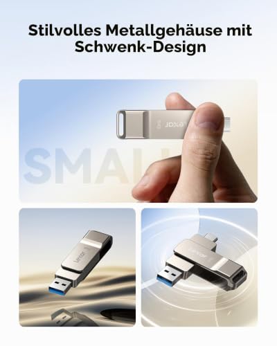 Lexar D40E  Dual USB Stick 64GB, USB-C Flash Drive, Silberner Champagner – Ansicht 5