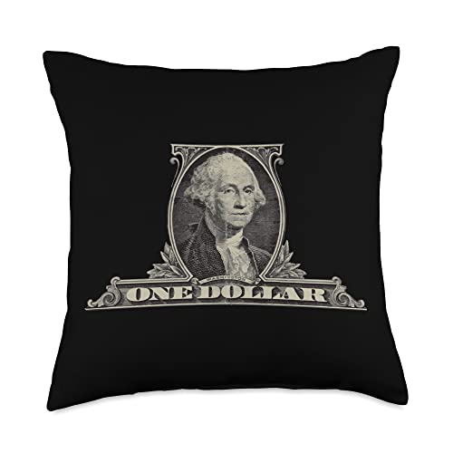 E Pluribus Unum Co. Dollar Bill USA Currency Money Cash Dolla Washington Finance Throw Pillow, 18x18, Multicolor