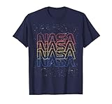 17NASA00034A-001 NASA Repeating Rainbow Logo Stars Retro Vintage Camiseta, Hombre, Azul Marino, S