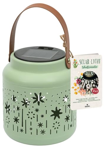 moses. Blatt & Blüte Solar-Licht Schattenzauber – Solarleuchte für Garten, Terrasse oder Balkon, mit Lichtprojektion, herausnehmbarem Solarmodul und LED-Licht, auch als Kerzenhalter nutzbar