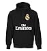 Real Madrid Adult Hoodie (Black, Navy, Red, Gray, Purple, Green, Blue) (Large, Black)