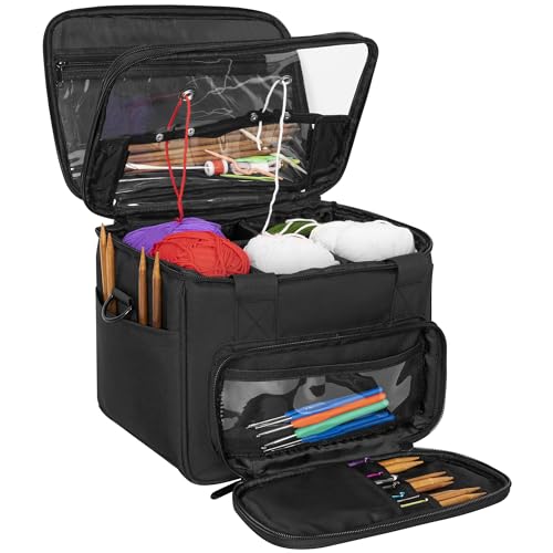 Toribio KNITTING BAG Yarn Storage Tote, Large Crochet Organizer With Removable Dividers, Yarn Holder Case For Unfinished Project thumb #8