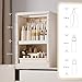 AERCIINC Makeup Organizer with Drawers,Skincare Organizer for Vanity,Large Cosmetic Display Case with Handle,Storage Organizers with Cover and Makeup Brush Holder for Dresser, Bathroom Countertop