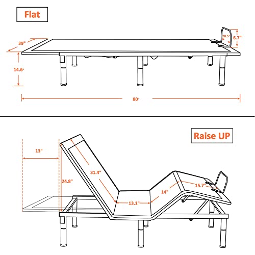Mcombo Adjustable Bed Frame With Wireless Remote, Electric Adjustable Beds Base, No Tools Required Assembly, Separate Head And Foot Incline, Anti-Snore N106Tx(Twin Xl, Adjustable Frame Only) #TOP7