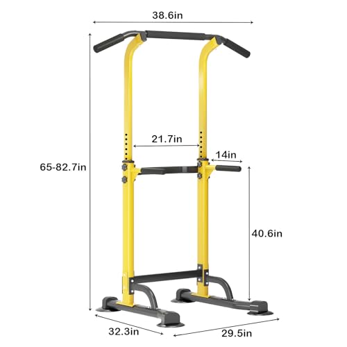 Image of SogesPower Power Tower Dip Station Pull Up Bar for Home Gym Adjustable Height Strength Training Workout Equipment,Pull Up Bar Station