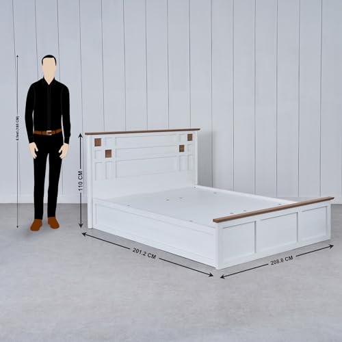Image of Home Centre Santorini Pearl King Bed with Hydraulic Storage - White