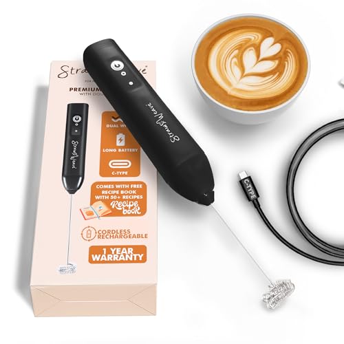 Coffee Frother Electric Rechargeable Big Battery | Coffee Maker Machine for Home | Whisker & Beater | 1 Year Warranty