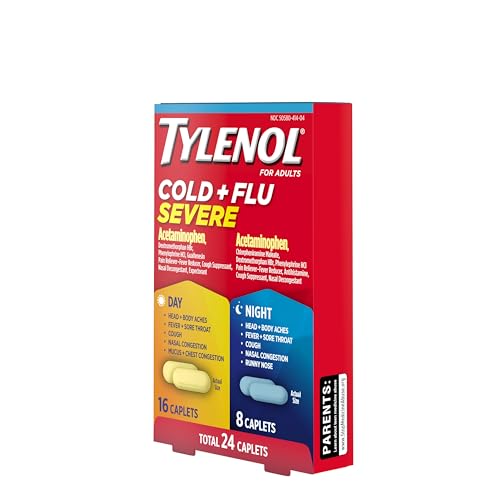 Tylenol Cold + Flu Severe Day & Night Caplets Combo Pack for Multi-Symptom Cold & Flu Symptom Relief, Cough, Sore Throat, and Headache Relief, Acetaminophen Pain Reliever, 24 ct - Thumbnail 7