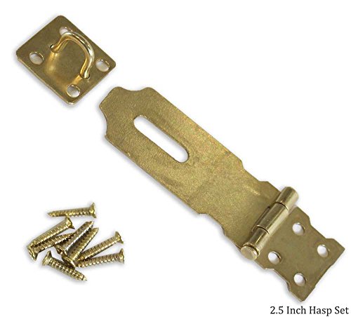 Image of DOVETAIL (2 Pack) 2.5 inch (6.35 cm) Hasp Lock Set | Hidden Screw Panel for Enhanced Security | Brass Plated | Easy Installation | Add Your Padlock | Ideal for Storage Boxes & Cabinets