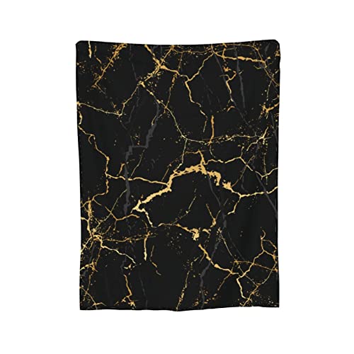 Perinsto Black And Golden Yellow Marble Throw Blanket Ultra Soft Warm All Season Marbling Texture Decorative Fleece Blankets For Bed Chair Car Sofa Couch Bedroom 50"X40" #TOP7