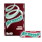 AIRWAVES - Chewing Gum Sans Sucre - Goût Cool Cerise - 5 Paquets de 10 Dragées - 70g...