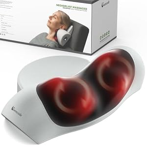 Upgraded 3-in-1 Neck Massager Pillow with Heat, Portable Cordless Neck Massager for Pain Relief Deep Tissue, Rechargeable Pillow Massager for Neck & Shoulder Relaxation at Home/Office/Travel