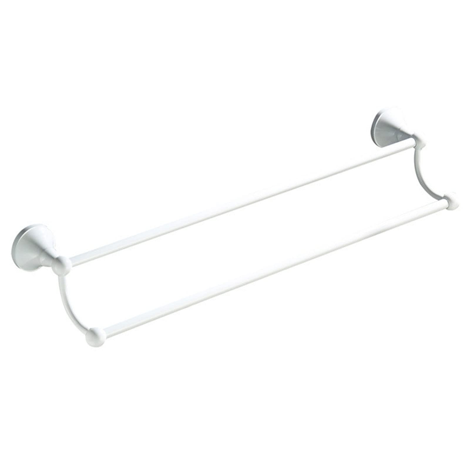 Porte-serviettes en laiton blanc mural double bras 52cm pour douche et cuisine
