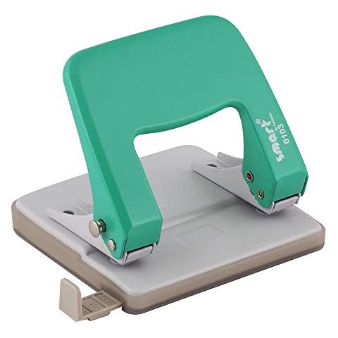 Smart by Leviatan 0103-2 Hole Punch | 30 Sheet Capacity | Metal Puncher | Perfect for Office, School and Home | Guide Ruler | Ideal for Organizing Documents,Green Cover