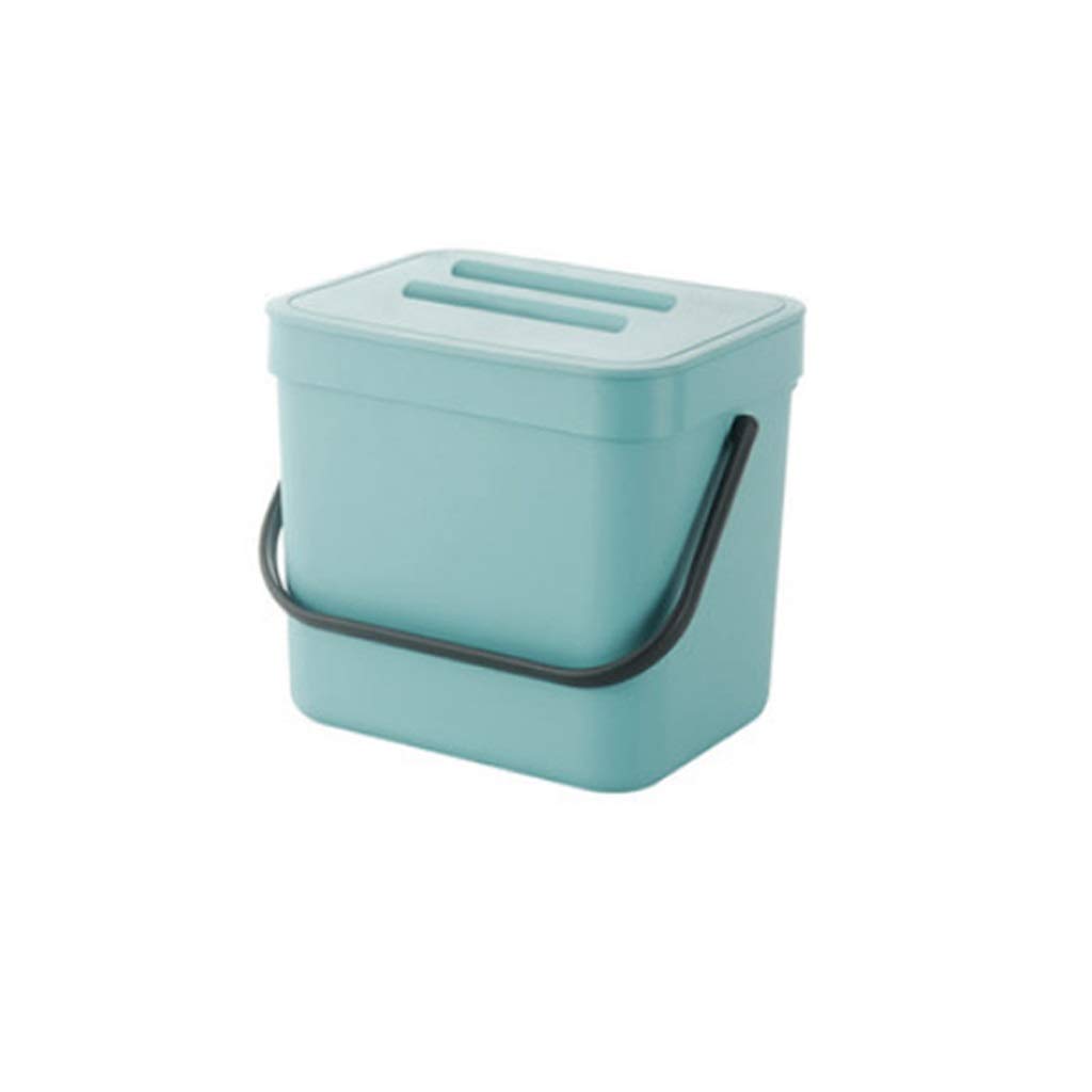 Trash Can 7L/1.8Gal Household Trash Can Wastebasket Plastic Recycling Bin Gray + Khaki 2 Pack Kitchen Bin for Indoor Waste Basket (Color : Gray+Khaki) (Blue 7L/1.8 Gallon)
