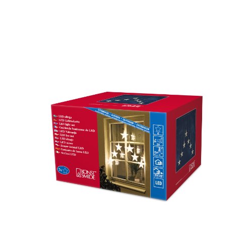 Konstsmide 1243-103 Rideau de 7 Étoiles + 35 LED Blanc Chaud + Câble Transparent 24 V