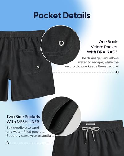 Image of maamgic Mens Swim Trunks 5 Inch with Mesh Lining, Quick Dry Mens Bathing Suit, Swim Shorts for Swimming and Beach