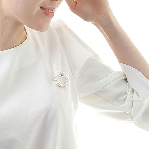 Image of Japanese 6.0-7.0mm Akoya Cultured Pearl Brooch for Women with Sterling Silver | Elegant Design Excellent Gift | Pearl Brooch