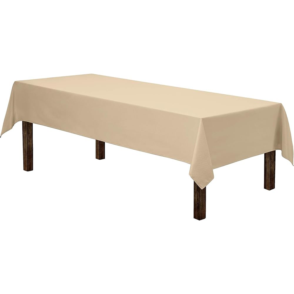 Anaado Beige Table Cloth for 6 Foot Table, Waterproof, Table Cover for Parties, Buffet, Wedding, Beige, 152 x 213 cm