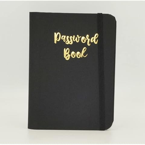 Password Book - A-Z Tabbed Notebook for Internet Login Information. Black Small Pocket Size Password Keeper Journal Notebook for Computer & Website Cover
