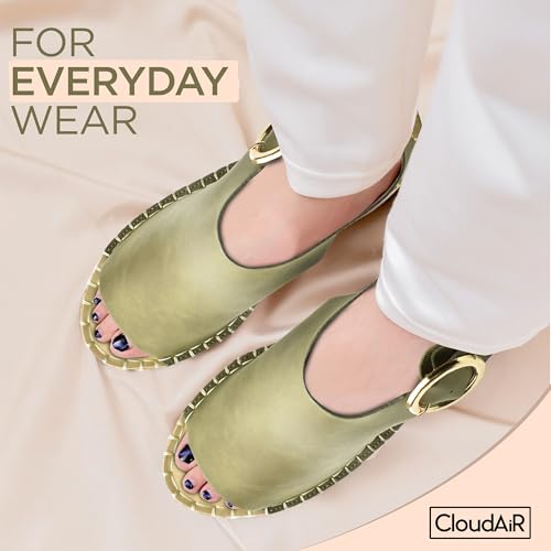 Image of CLOUDAIR Selina Women's Espadrille Wedge Sandals - Comfortable and Stylish Platform Slip On Sandals with Buckle Closure, Comfy Wedge Heels for Women, Fashion Summer Sandals