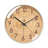 KESOTO Orologio da Parete con Ruota in Legno, Anello annuale, Orologio Decorativo con Numeri, Silenzioso, Ideale per Soggiorno, Cucina e cameretta dei, 30.4 Centimetri