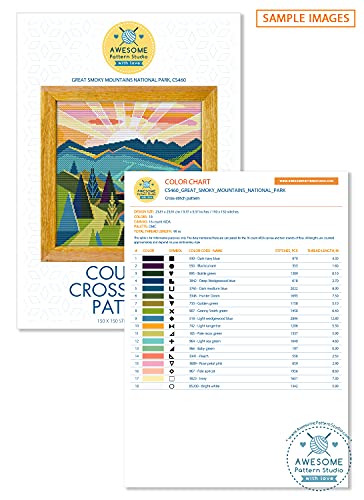 Image of Zion National Park K423 Counted Cross Stitch Pattern. Printed Pattern Inside. No Fabric, Threads, Needles, Hoops. Embroidery Pattern
