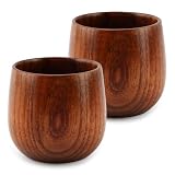 Yonderfume Wooden Tea Cups, 2 Pack Old Fashioned Bourbon Gifts, Unique Wooden Whiskey Cups (6 oz) for Men, Dad, or Brother