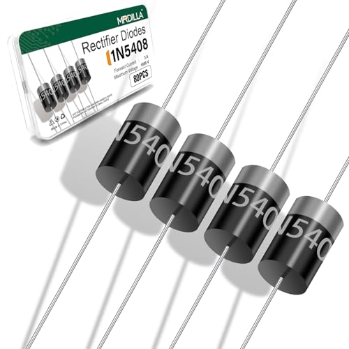 80PCS 1N5408 Rectifier Diodes 3A 1000V, for High Voltage AC to DC Conversion and Power Supply Circuits