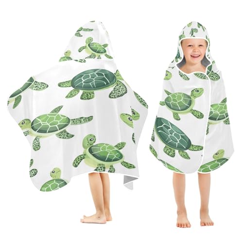 Kigai Cute Turtle Hooded Beach Towel for Kids Soft Absorbent Quick Dry Bath Towel with Hood Lightweight Toddler Shower Pool Bath Wrap for Boys Girls