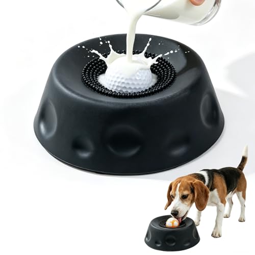Slow-Feeder-Dog-Bowl-with-Interactive-Lick-Ball-Anti-Slip-No-Spill-Lick-Bowl-34-Cup-Food-Grade-Rubber-Dog-Enrichment-Toy-for-Post-Op-Nutrition-All-Small-Medium-Large-Breeds-Black Slow Feeder Dog Bowl with Interactive Lick Ball, Anti-Slip No Spill Lick Bowl, 3/4 Cup Food-Grade Rubber Dog Enrichment Toy for Post-Op Nutrition, All Small Medium Large Breeds (Black) - Image 1